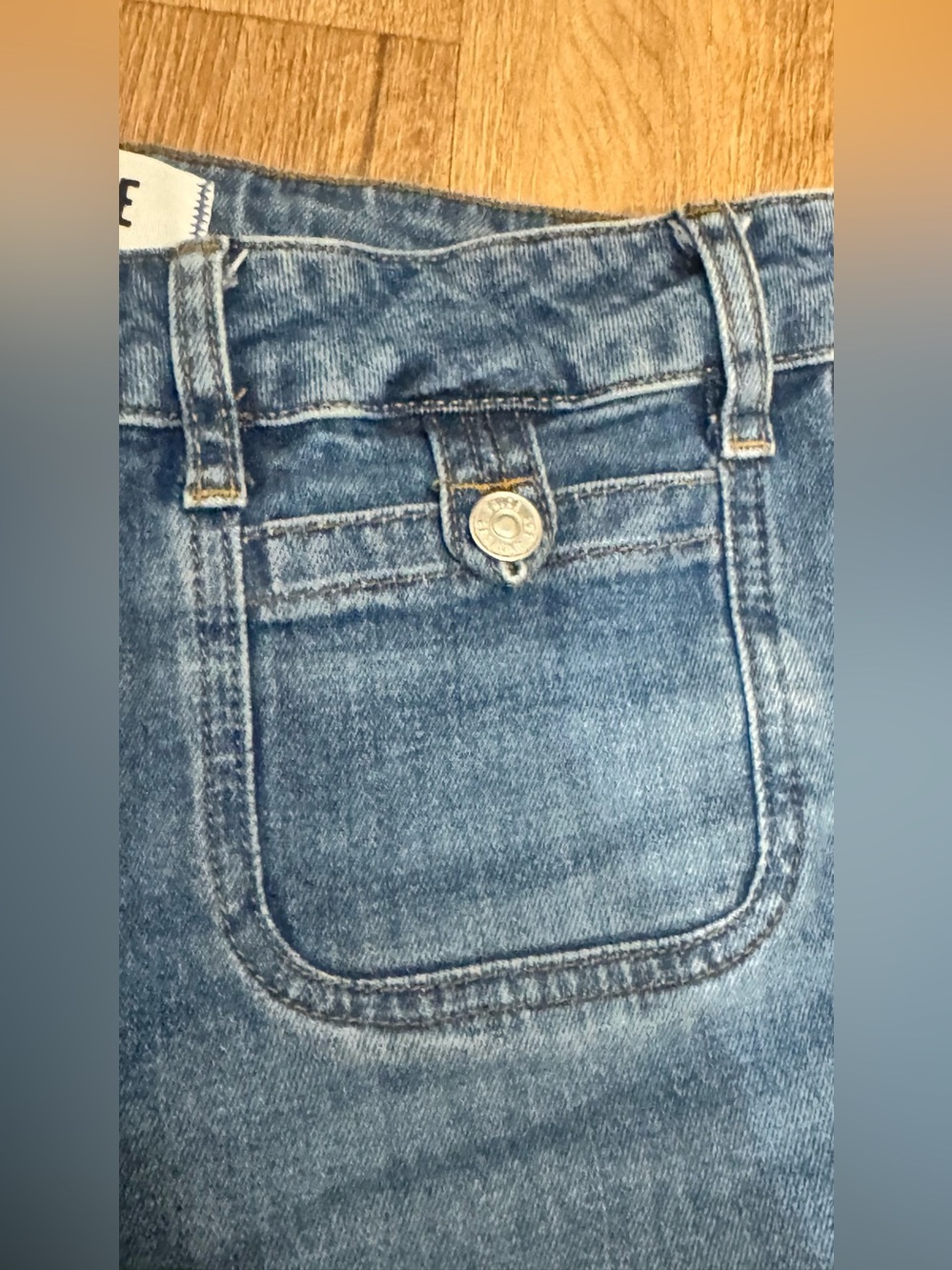 PAIGE Anessa Wide Leg Jeans Size 29 High Rise Patch Pocket Medium Wash Denim - Picture 2 of 5